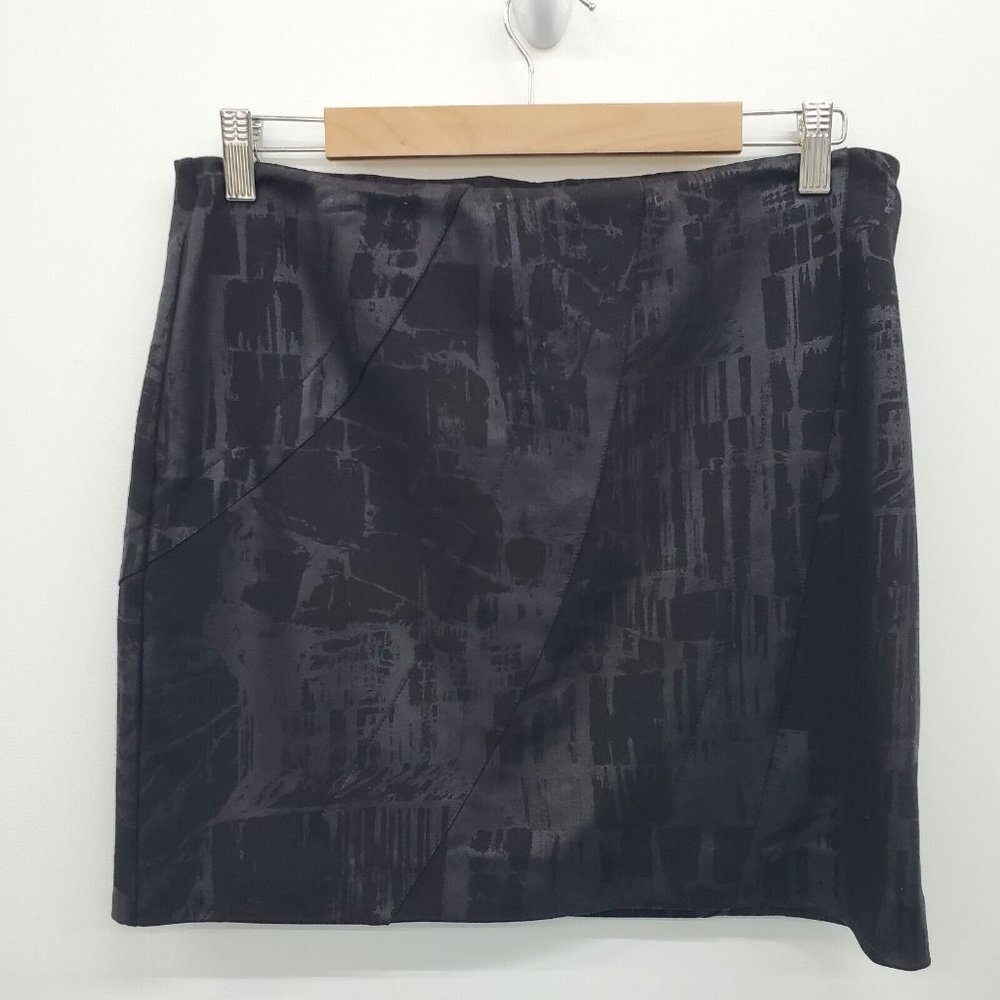 Simply‎ Vera Vera Wang Black Abstract Elastic Waist Mini Pencil Skirt Size M